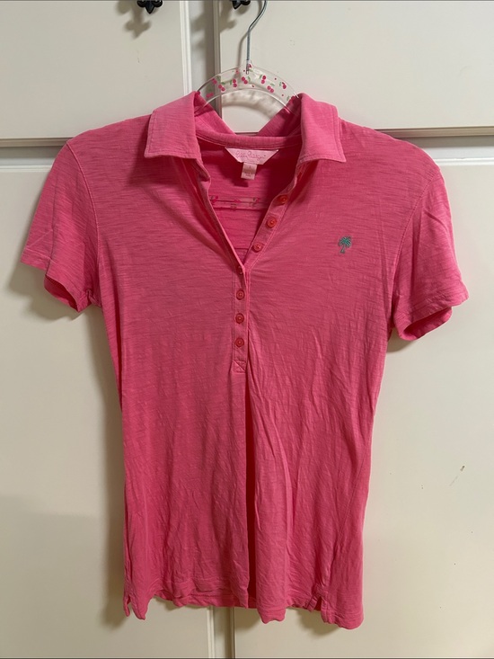 Lilly Pulitzer Tops - Preppy Vintage Lilly Pulitzer Hot Pink Palm Tree Polo Top